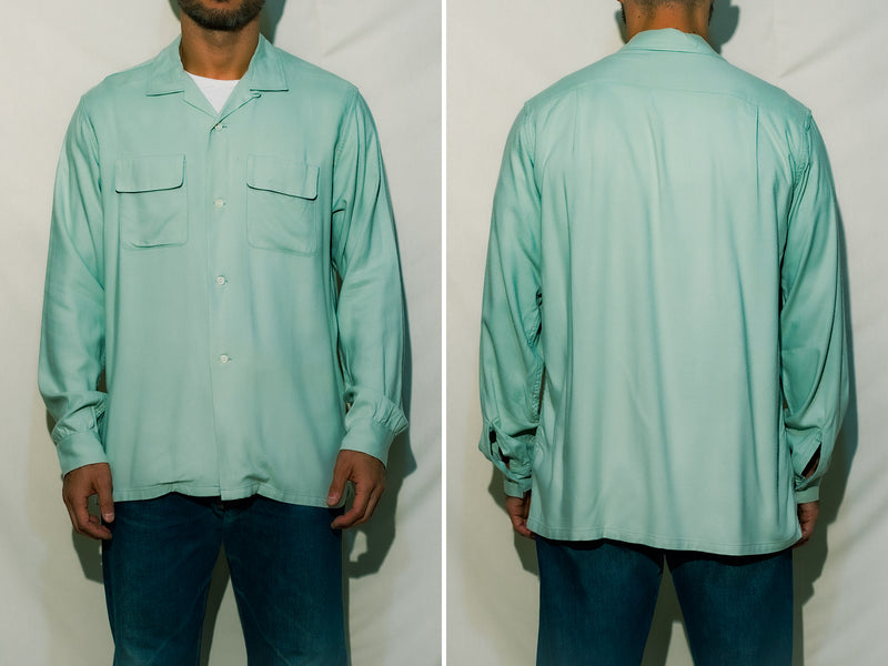 OPEN COLLAR RAYON SHIRT