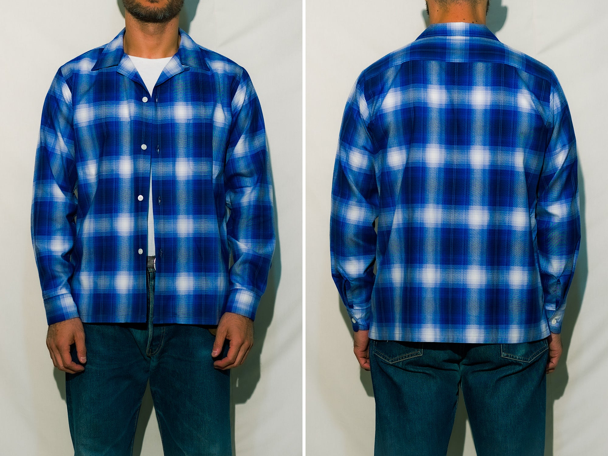 OMBRE COTTON RAYON OPEN COLLAR SHIRT – The Real McCoy's