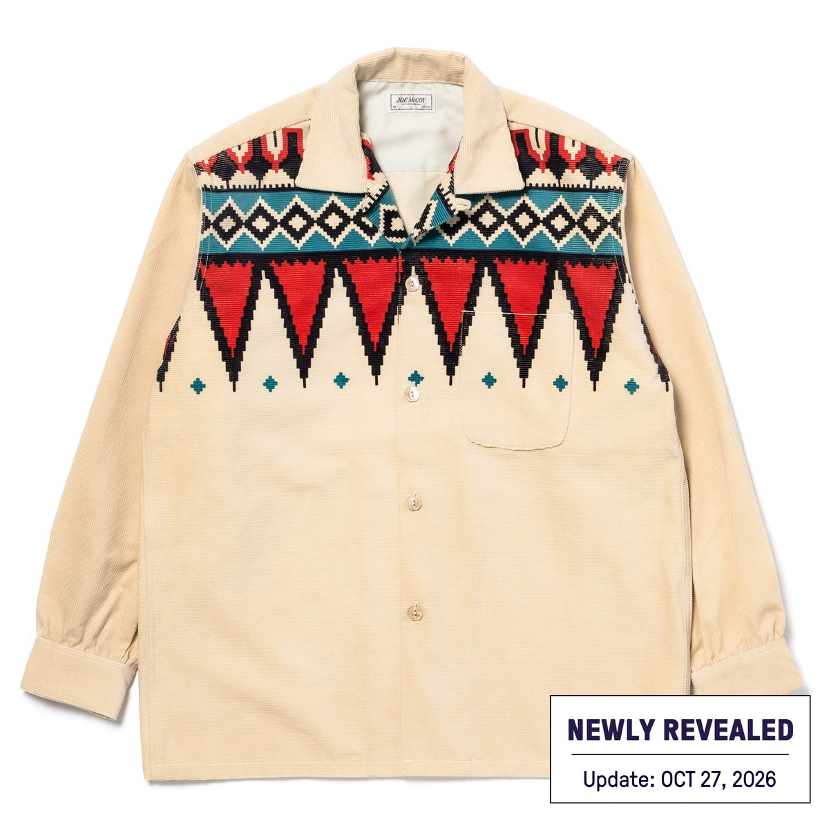 PRINTED CORDUROY OPEN COLLAR SHIRT / GEOMETRIC PATTERN – The Real McCoy's