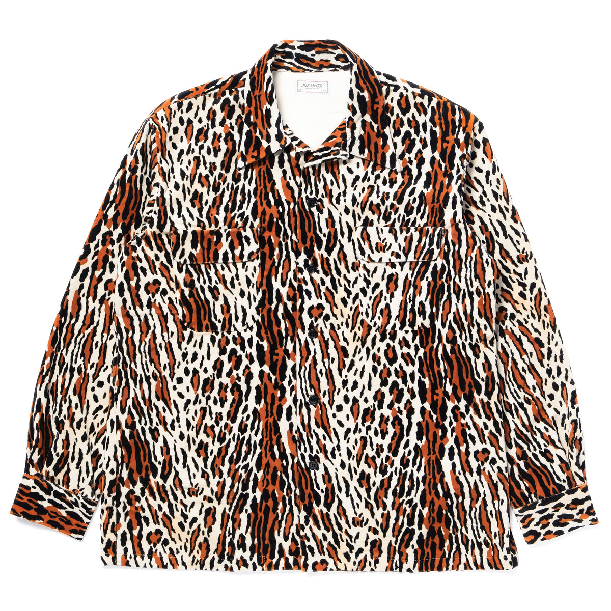VELVET OPEN-COLLAR SHIRT / ANIMAL PATTERN