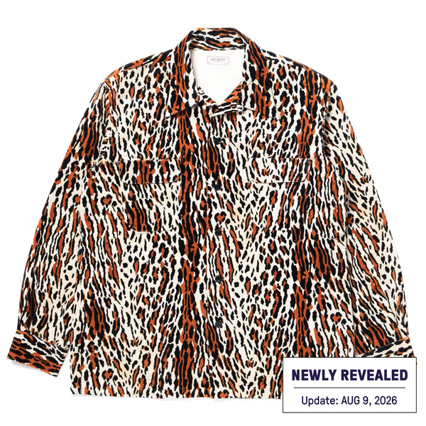 VELVET OPEN-COLLAR SHIRT / ANIMAL PATTERN